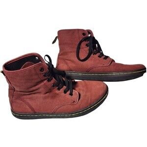 Dr. Martens Shoreditch Canvas Ankle Boots Cherry Red Size US8 EU39